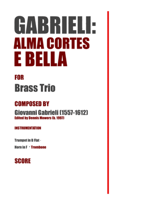 Book cover for "Alma cortes'e bella" for Brass Trio - Giovanni Gabrieli