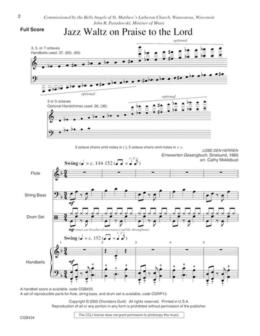 Jazz Waltz on Praise to the Lord - Full Score image number null