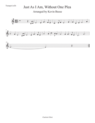 Book cover for Just As I Am, Without One Plea (Easy key of C) - Trumpet