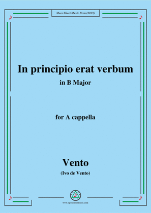 Book cover for Vento-In principio erat verbum,in B Major,for A cappella
