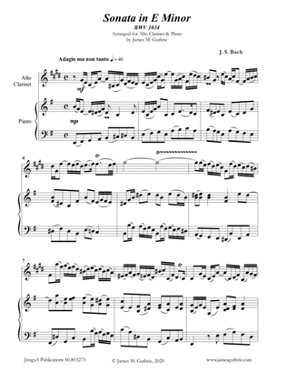 Book cover for BACH: Sonata BWV 1034 for Alto Clarinet & Piano