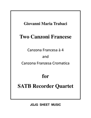 Book cover for Two Canzoni Francese for Recorder Quartet