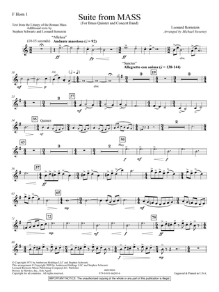 Book cover for Suite from Mass (arr. Michael Sweeney) - F Horn 1