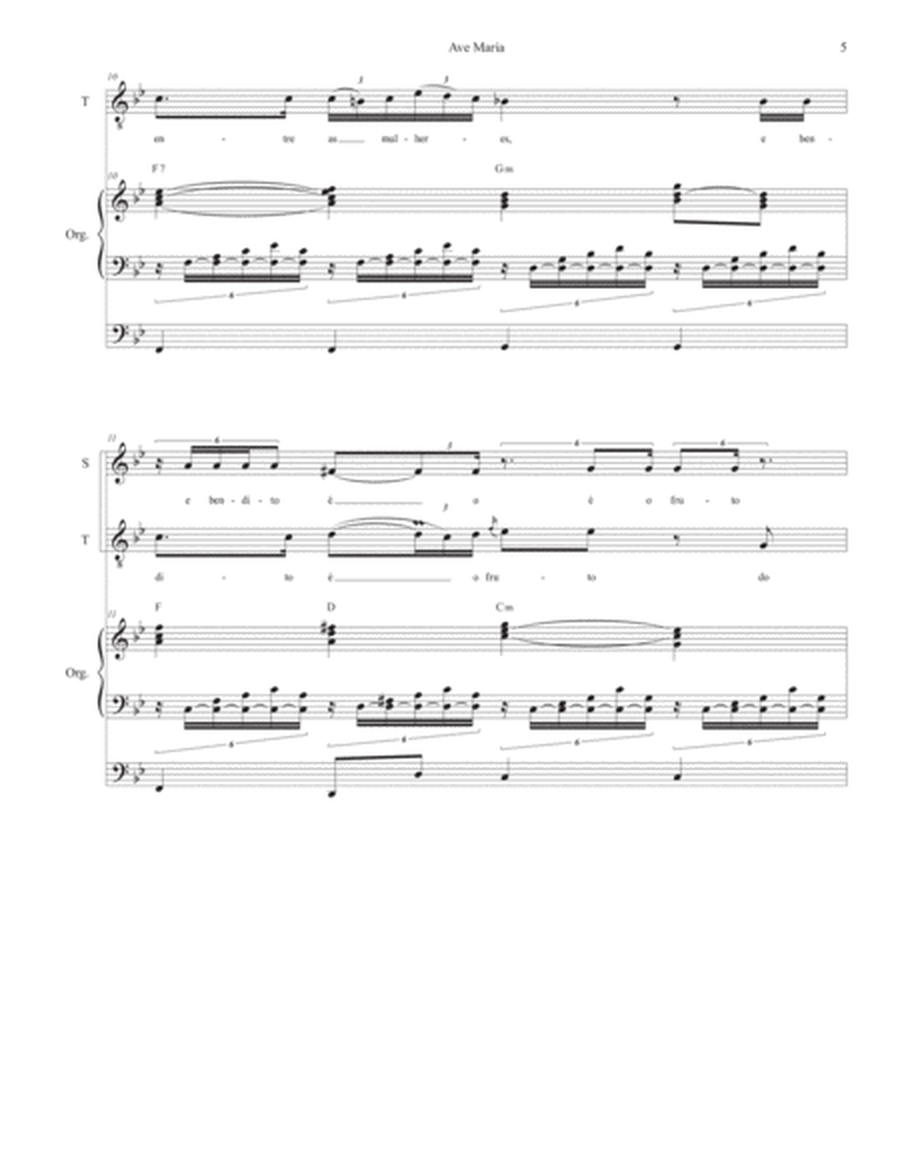 Ave Maria (Portuguese Lyrics - Duet for Soprano & Tenor Solo - High Key - Organ Accompaniment) image number null
