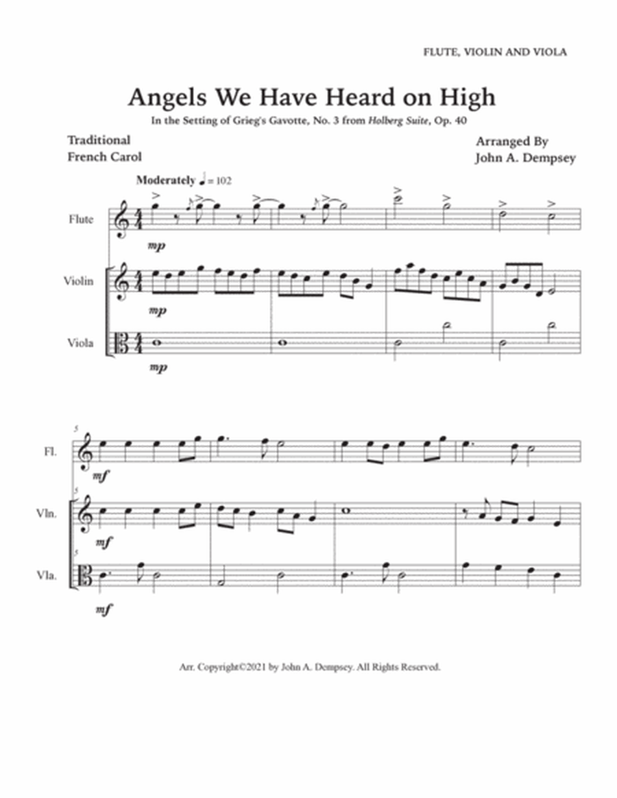 Angels We Have Heard on High (Trio for Flute, Violin and Viola) image number null