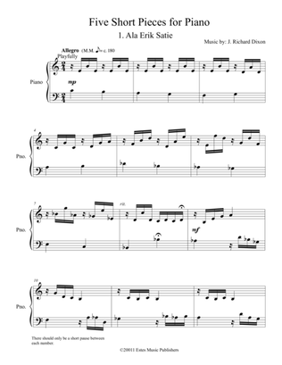 Book cover for Five Short Pieces for Piano