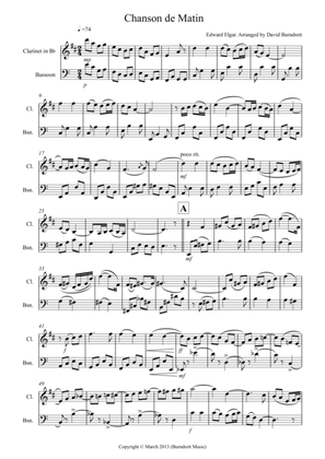 Chanson De Matin for Clarinet And Bassoon