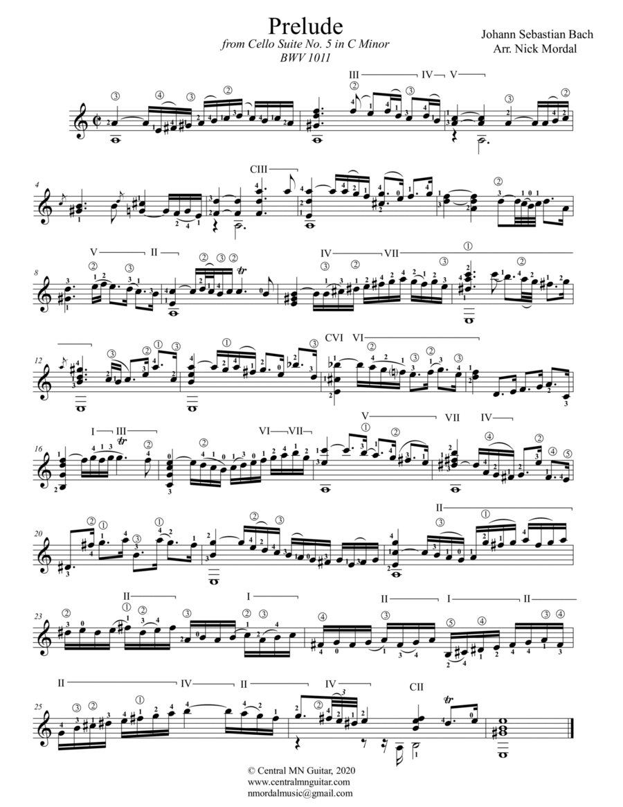 Prelude to Cello Suite no. 5, BWV 1011 (excerpt) image number null