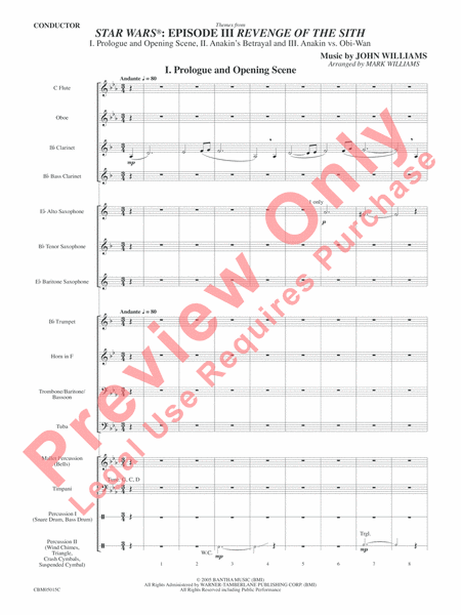Themes from Star Wars: Episode III Revenge of the Sith by John Williams Concert Band - Sheet Music