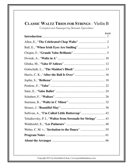 Classic Waltz Trios for Strings Violin B