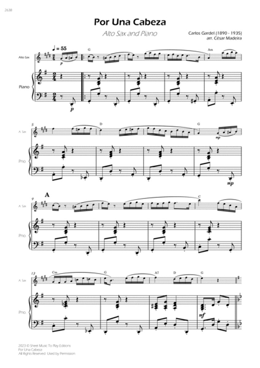 Por Una Cabeza - Alto Sax and Piano - W/Chords (Full Score and Parts) image number null