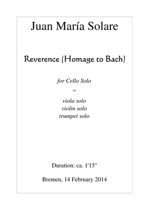 Reverence (Homage to Bach) [cello solo or violin solo or viola solo or trumpet solo]