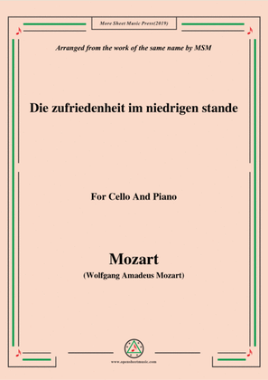 Book cover for Mozart-Die zufriedenheit im niedrigen stande,for Cello and Piano