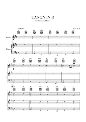 Book cover for Canon in D for Violin and Beginner Piano (with Guitar Chords)