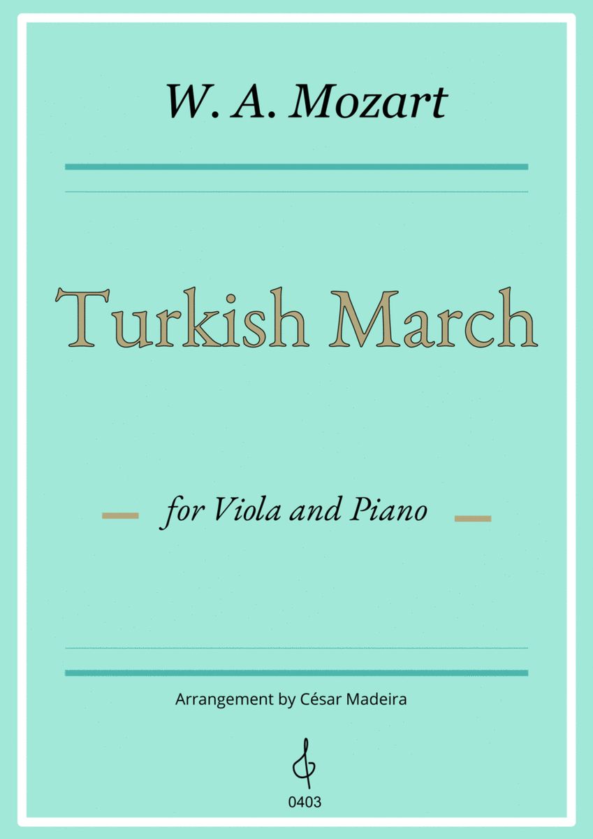 Turkish March by Mozart - Viola and Piano (Full Score) image number null