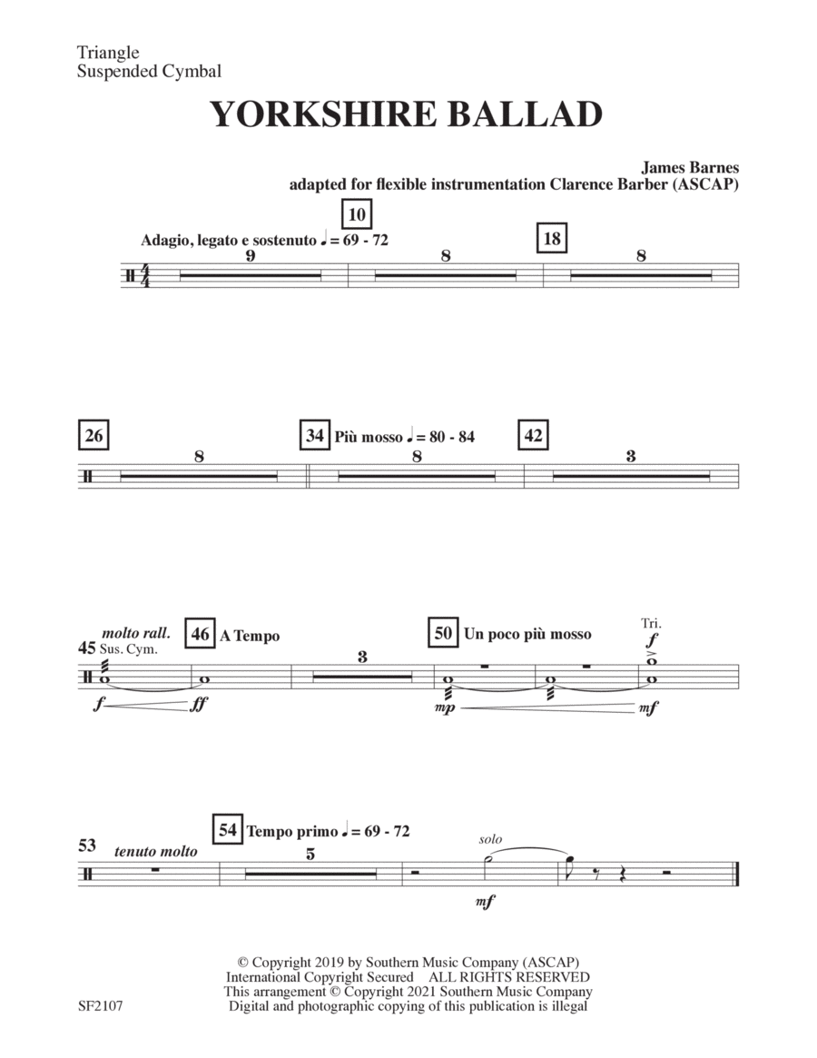 Yorkshire Ballad, 2nd Edition - Sus. Cymbal, Triangle