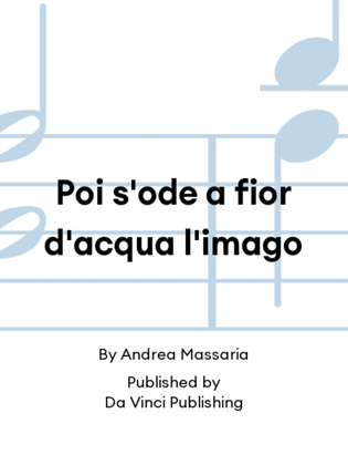 Book cover for Poi s'ode a fior d'acqua l'imago