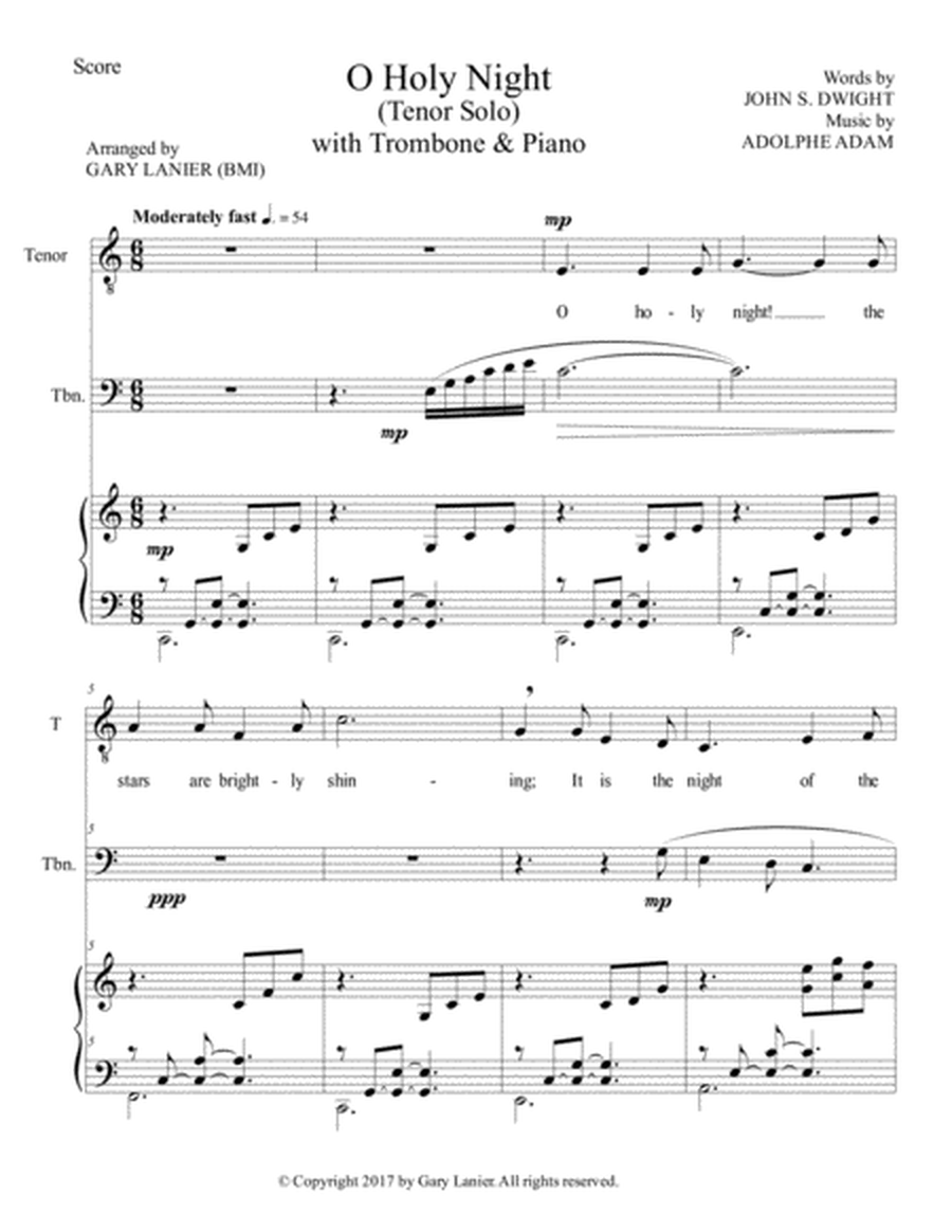 O HOLY NIGHT (Tenor Solo with Trombone & Piano - Score & Parts included) image number null