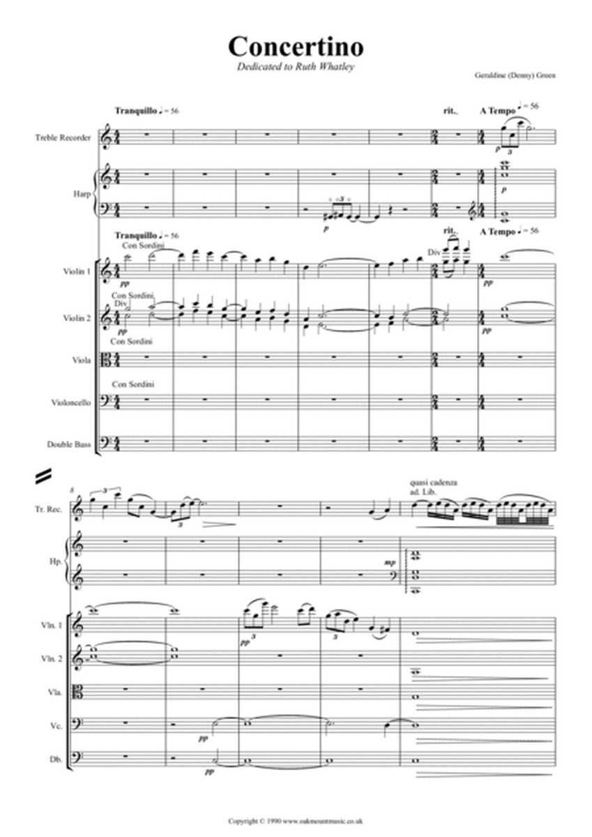 Concertino For Treble Recorder, Strings and Harp