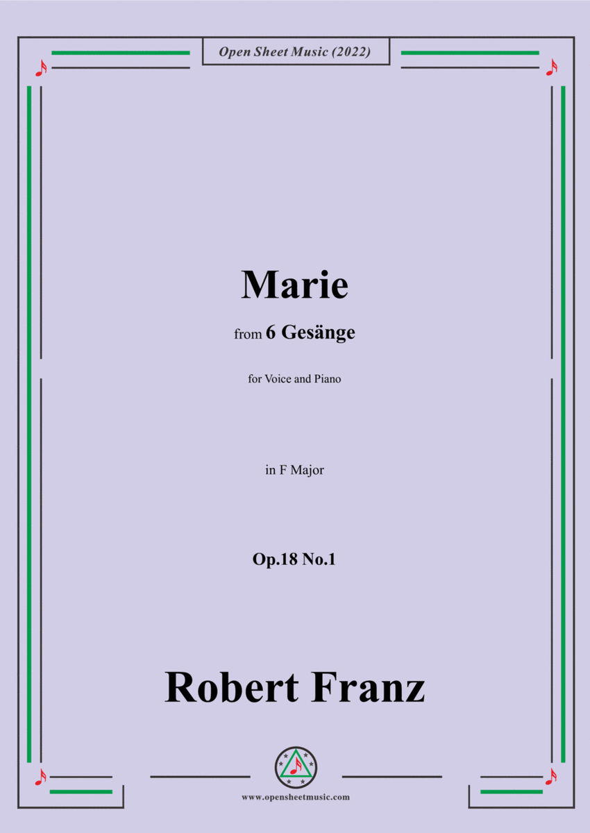 Franz-Marie,in F Major,Op.18 No.1,for Voice and Piano image number null