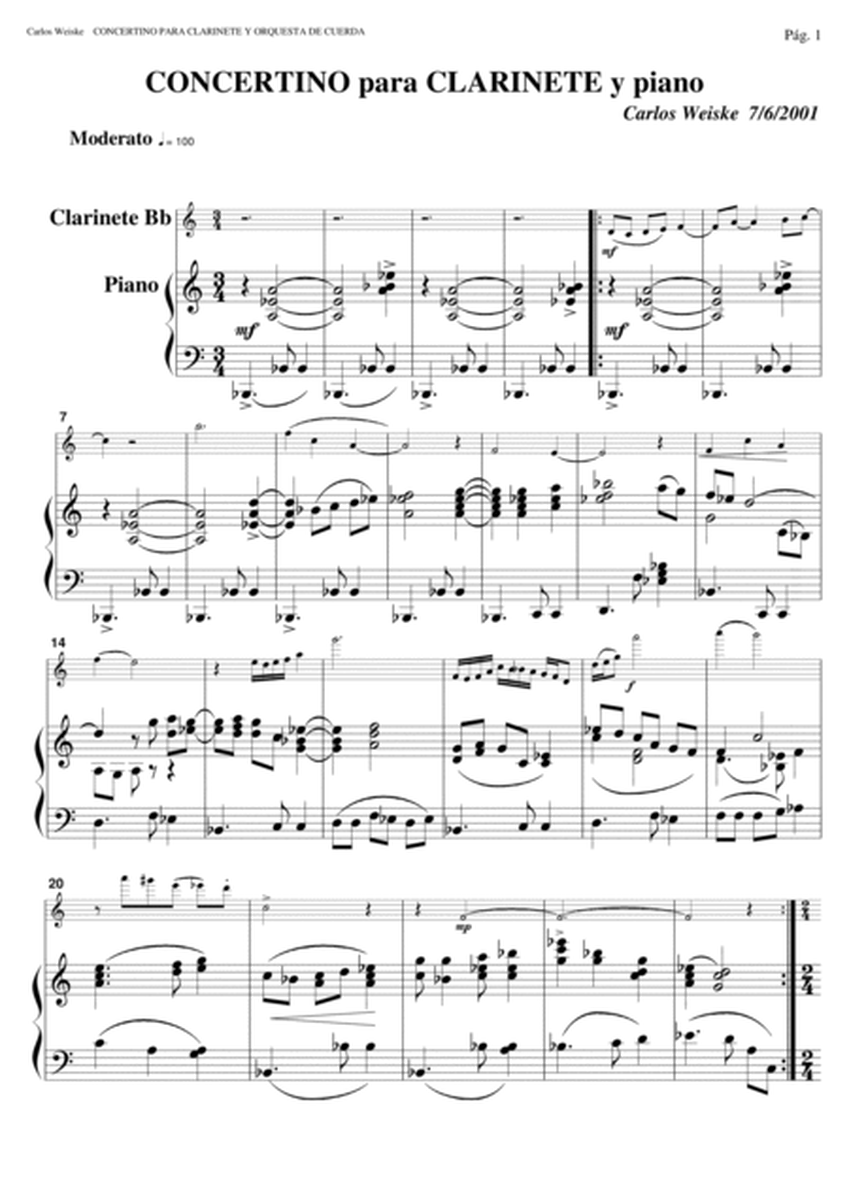 Concertino for Clarinet Bb and piano