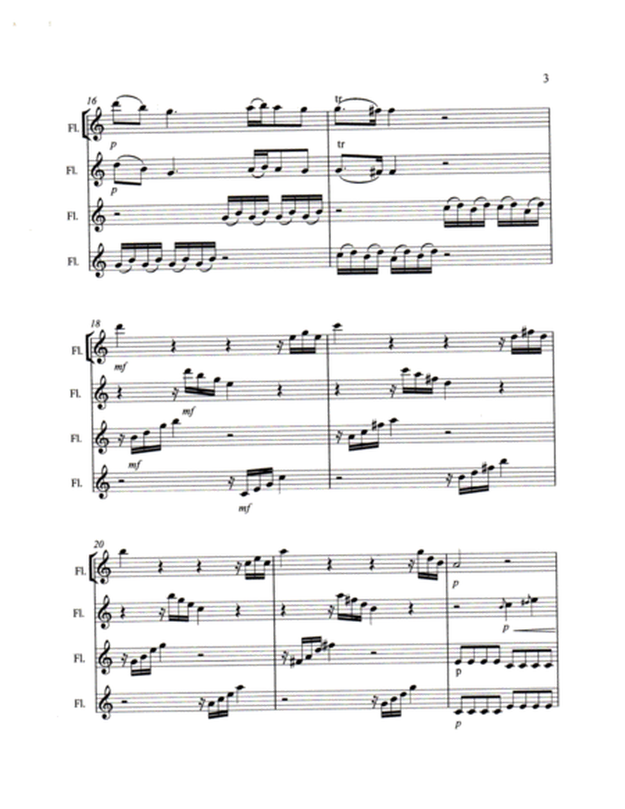 Piano Sonata in C Major First Movement by Wolfgang Amadeus Mozart Arranged for 4 Flutes