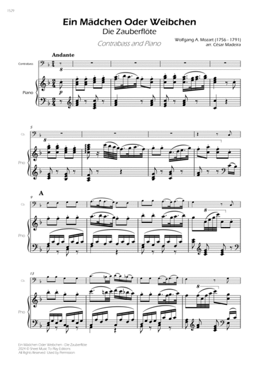 Ein Mädchen Oder Weibchen - Contrabass and Piano (Full Score and Parts) image number null