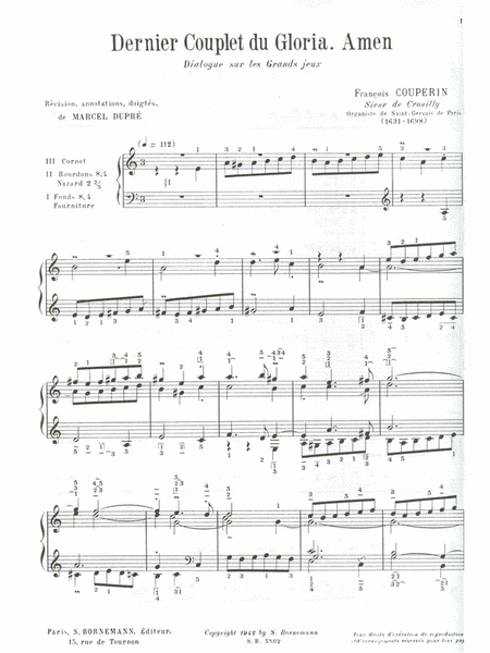 Amen, Dernier Couplet Du Gloria (maitres Classiques No.11) (organ)