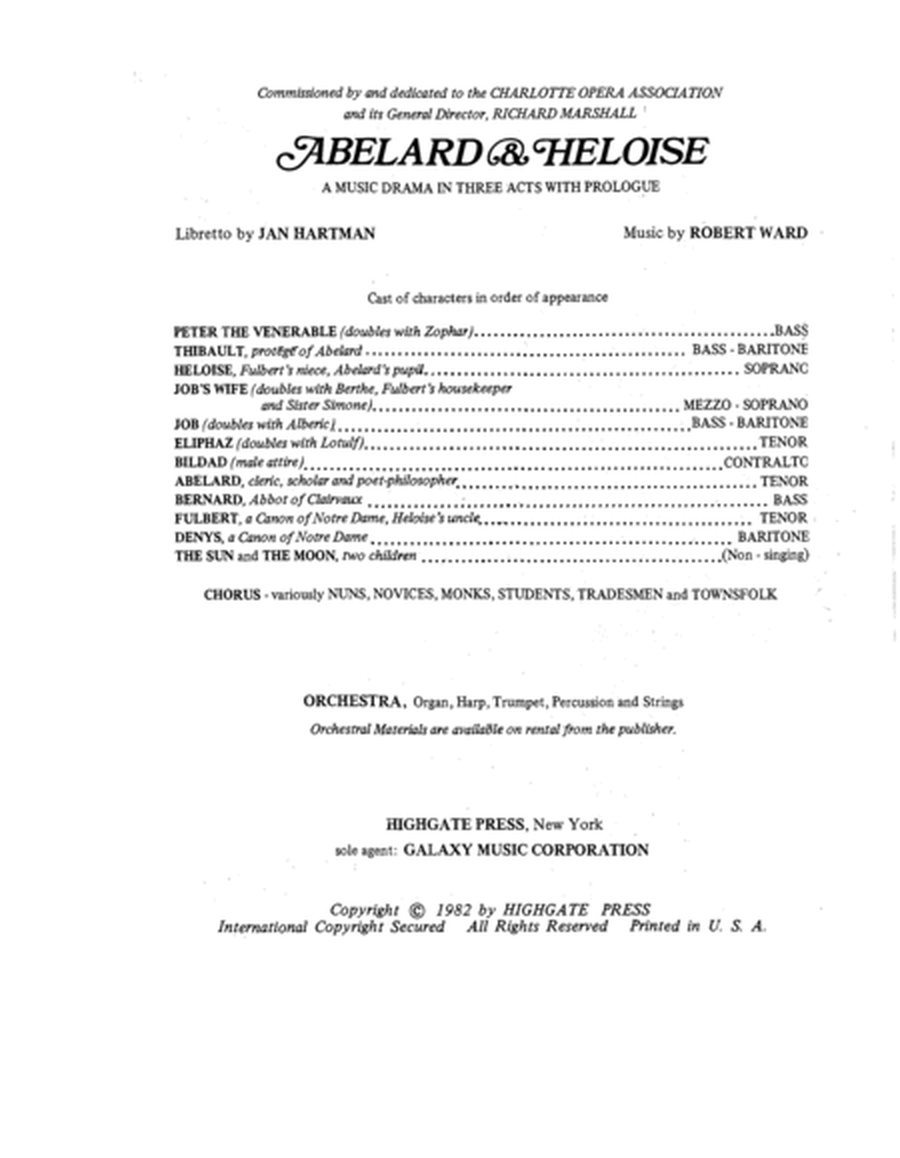 Abelard and Heloise (Libretto)