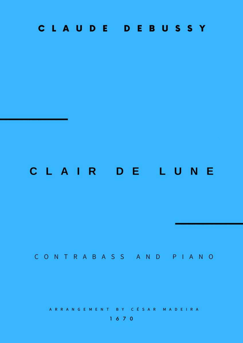 Clair de Lune by Debussy - Contrabass and Piano (Full Score and Parts) image number null