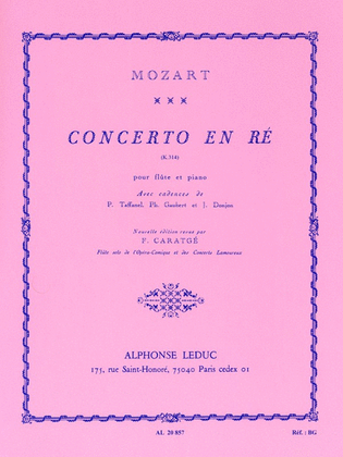 Concerto N 2 En Re M Pour Flute Et Orchestre, K.314 (reduction Flute Et Piano)