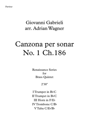 Book cover for Canzona per sonar No 1 Ch.186 (Giovanni Gabrieli) Brass Quintet arr. Adrian Wagner