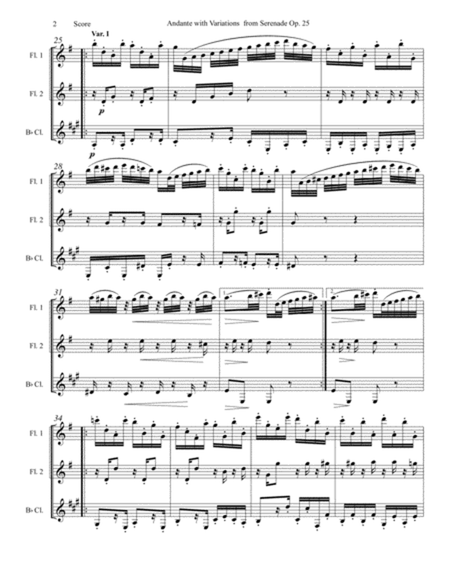 Beethoven Andante with Variations set for 2 Flutes and Clarinet Trio image number null