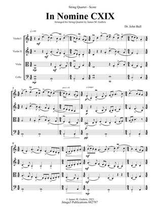 Bull: In Nomine CXIX for String Quartet - Score Only