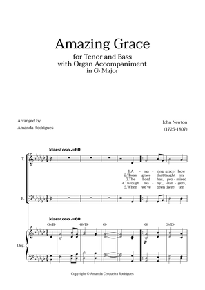 Amazing Grace in Gb Major - Tenor and Bass with Organ Accompaniment and Chords