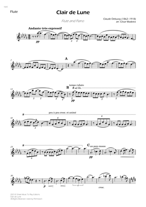 Clair de Lune by Debussy - Flute and Piano (Individual Parts)