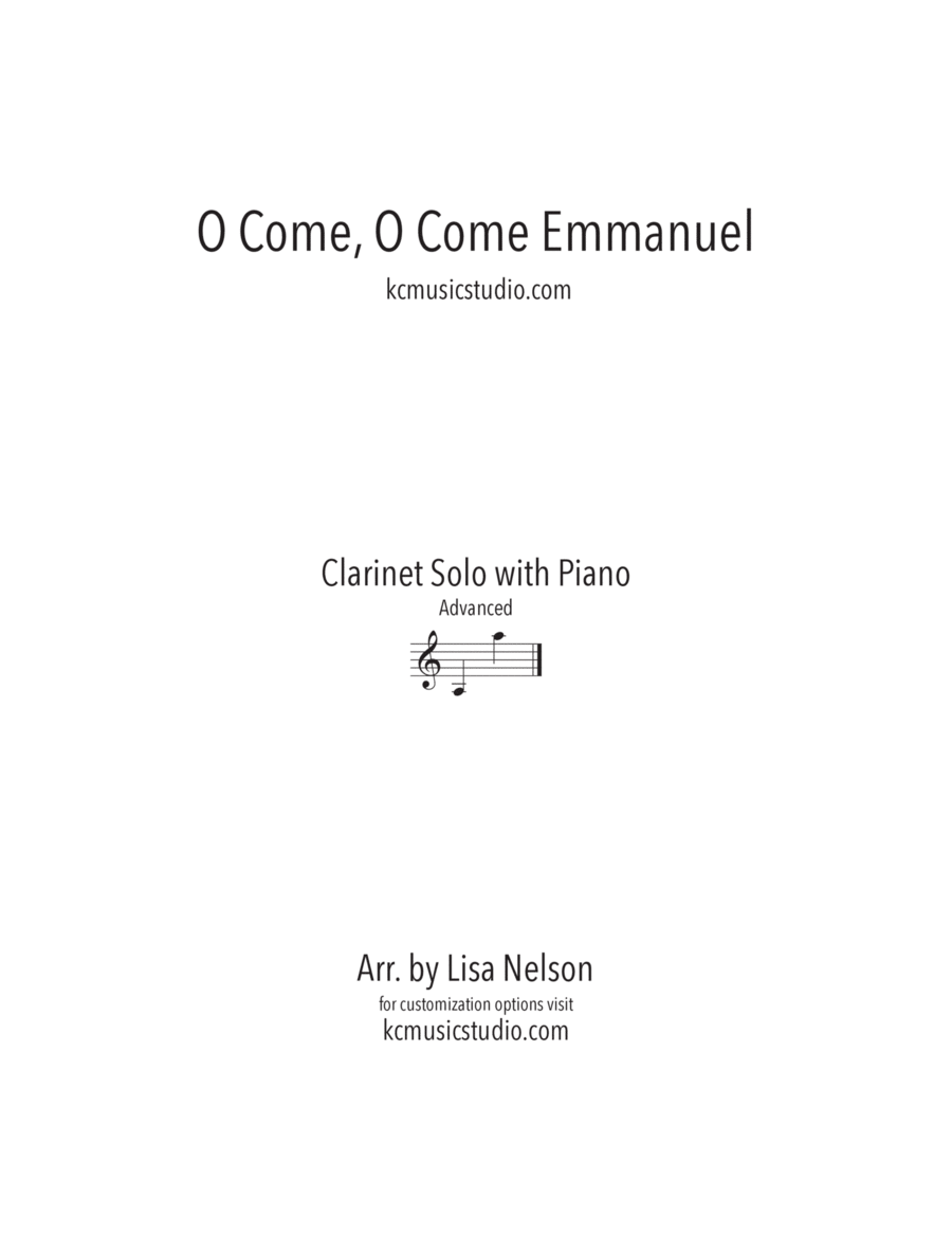 O Come, O Come Emmanuel Clarinet Solo with Piano Accompaniment image number null