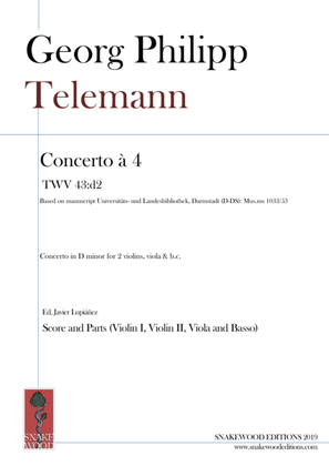 Book cover for Telemann Concerto a 4 TWV 43:d2