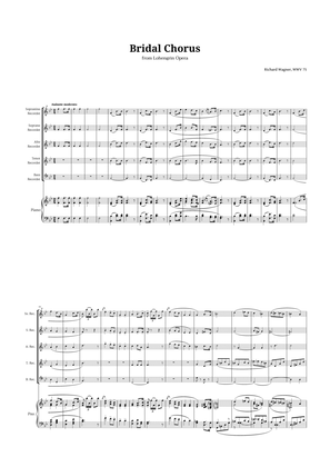 Bridal Chorus by Wagner for Recorder Quintet and Piano