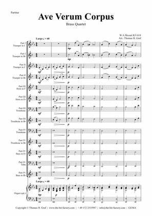 Book cover for Ave Verum Corpus - W.A. Mozart - Brass Ensemble
