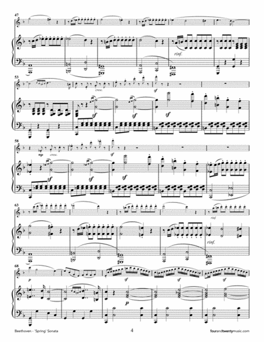 Sonata no. 5 (Spring), opus 24, adapted for flute and piano image number null