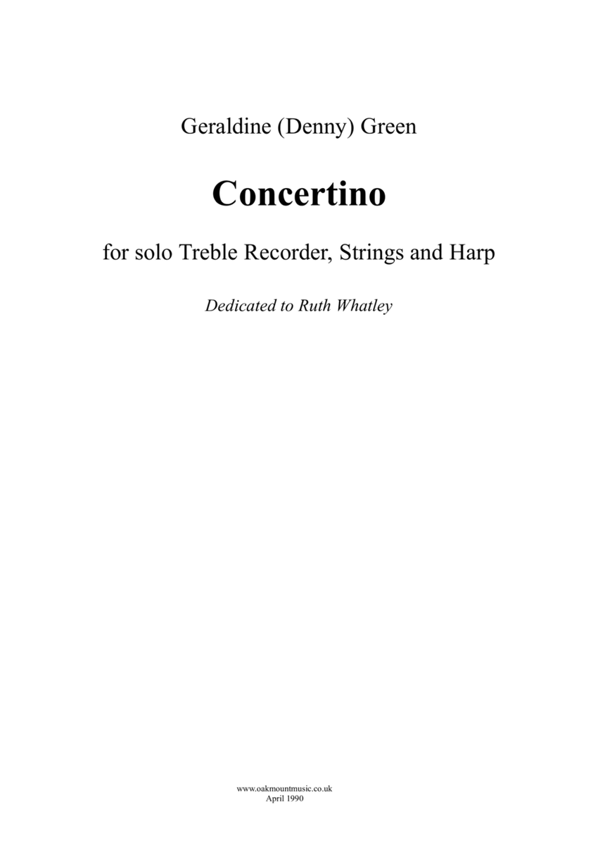 Concertino For Treble Recorder, Strings and Harp