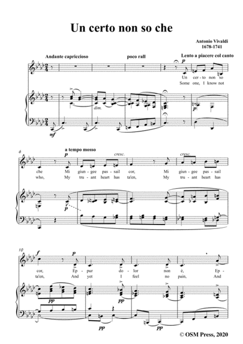 Vivaldi-Un certo non so che,in f minor,for Voice and Piano