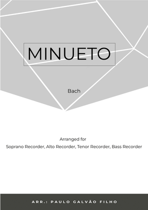 Book cover for MINUETO - BACH - RECORDER QUARTET