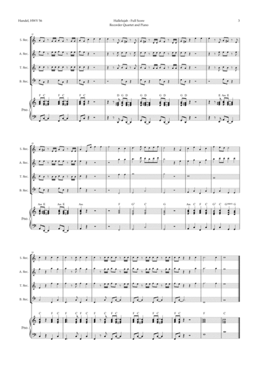 Hallelujah by Handel for Recorder Quartet and Piano image number null