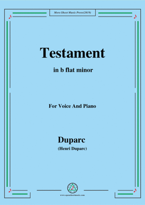 Book cover for Duparc-Testament in b flat minor