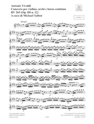 Concerto E Major, RV 265, Op. III, No. 12