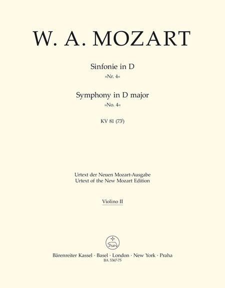 Symphony No. 4 D major KV 81(73l)