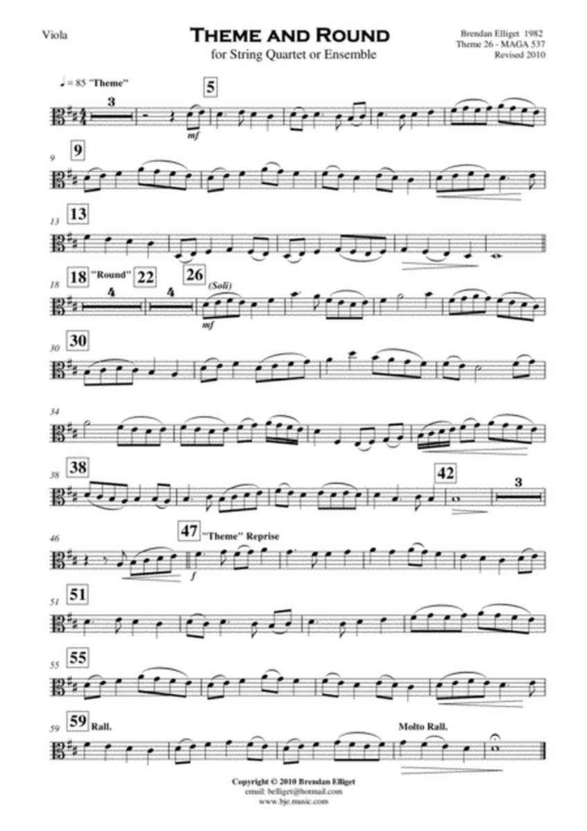 Theme and Round - String Quartet or Ensemble Score and Parts PDF image number null