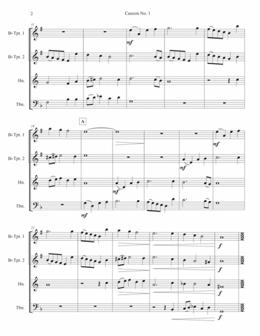 "Canzon No. 1: La Spiritata" for Brass Quartet - Giovanni Gabrieli image number null